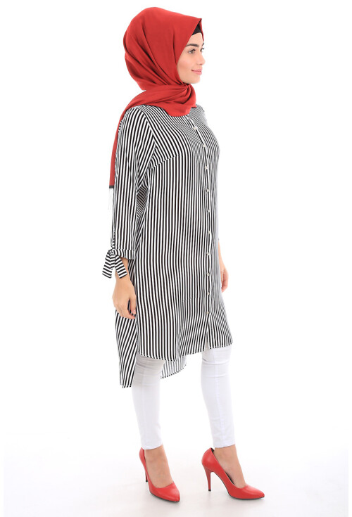 5650 Çizgili Tesettür Tunik