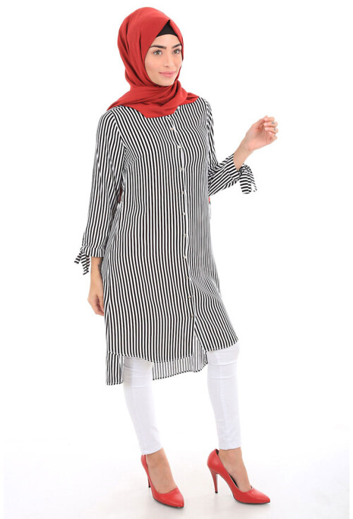 5650 Çizgili Tesettür Tunik
