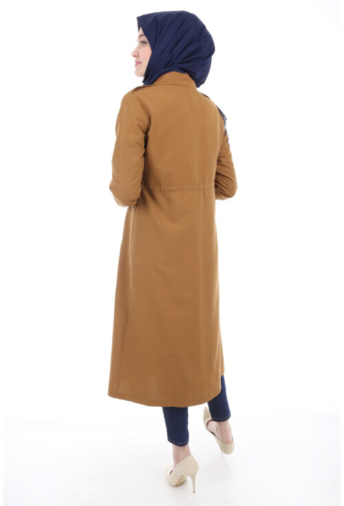 5671 Full-Length Buttoned Hijab Trench Coat