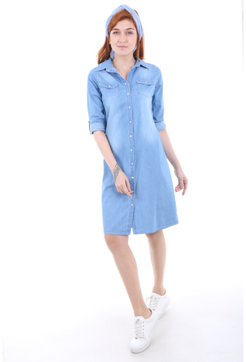 5702 Çift Cepli Kot Tunik