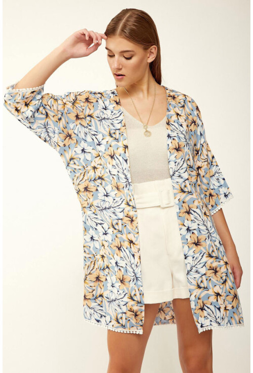 5749 Kolucu Dantel Desenli Kimono