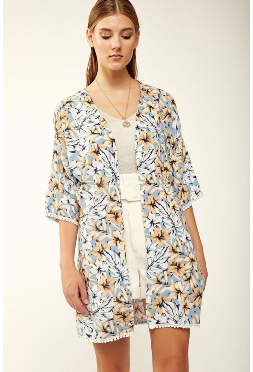 5749 Kolucu Dantel Desenli Kimono