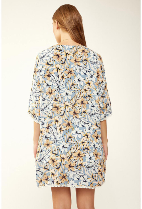 5749 Kolucu Dantel Desenli Kimono