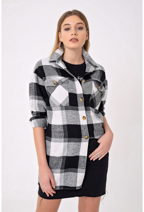 5799 Ekose Desen Oversize Tunik
