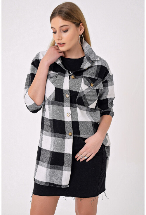 5799 Ekose Desen Oversize Tunik