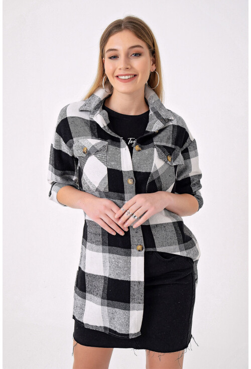 5799 Ekose Desen Oversize Tunik