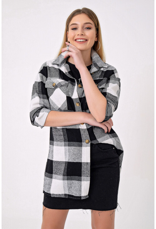 5799 Ekose Desen Oversize Tunik