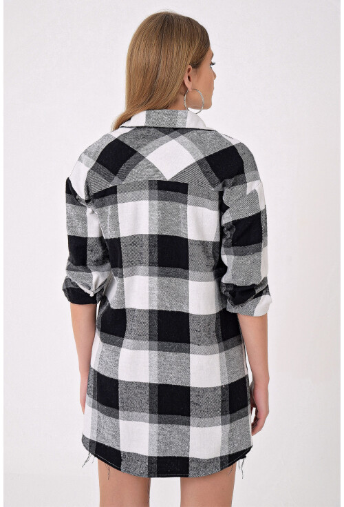 5799 Ekose Desen Oversize Tunik