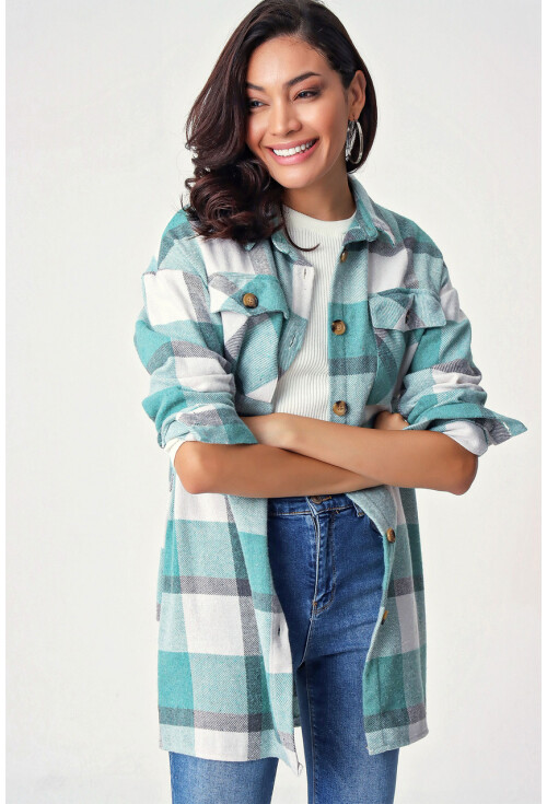 5799 Ekose Desen Oversize Tunik