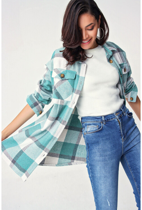 5799 Ekose Desen Oversize Tunik
