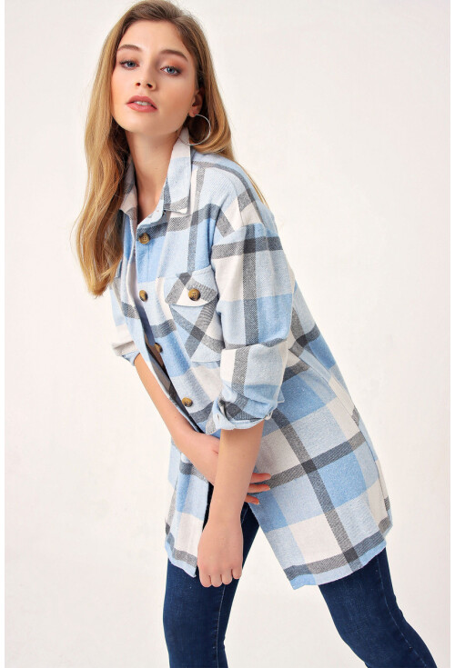 5799 Ekose Desen Oversize Tunik