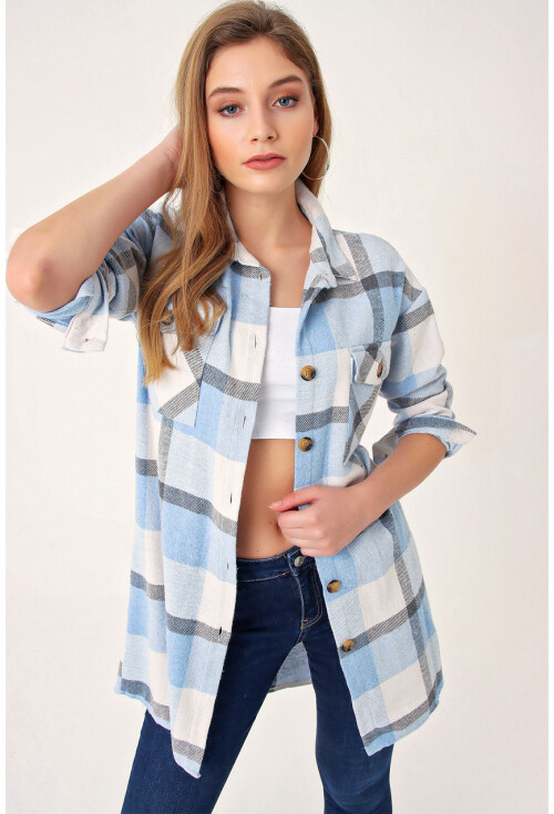 5799 Ekose Desen Oversize Tunik