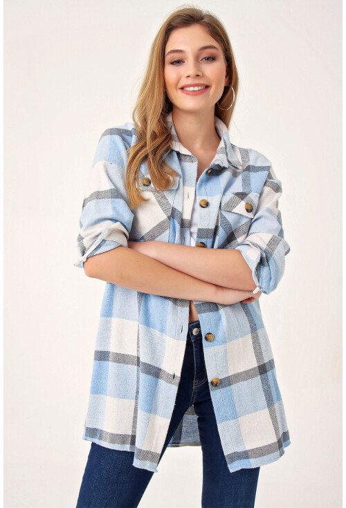 5799 Ekose Desen Oversize Tunik