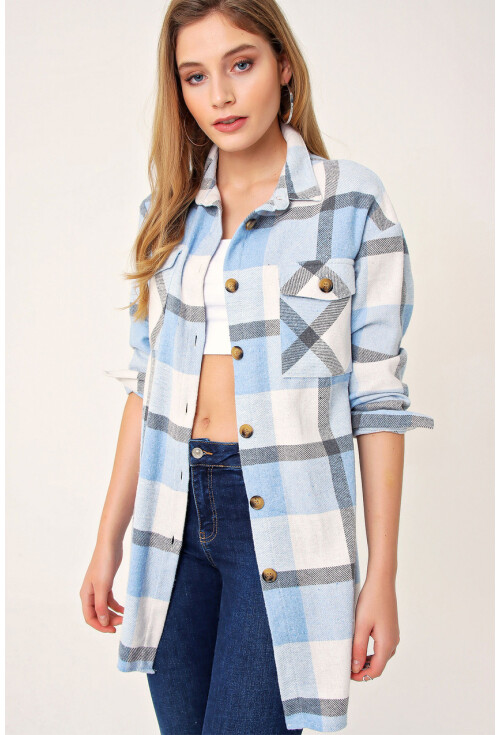 5799 Ekose Desen Oversize Tunik
