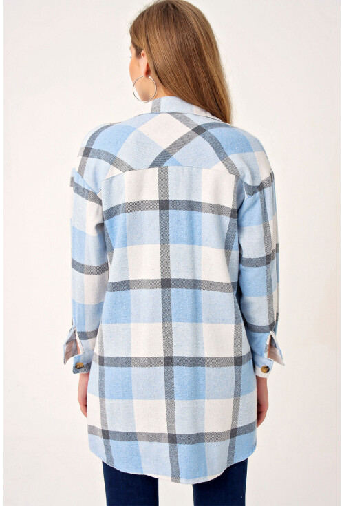 5799 Ekose Desen Oversize Tunik