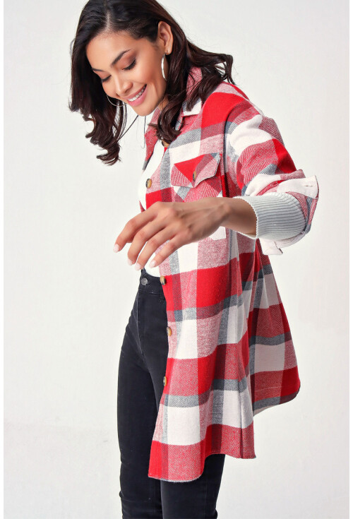 5799 Ekose Desen Oversize Tunik