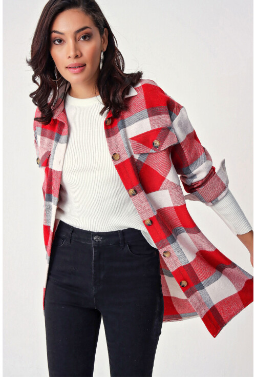 5799 Ekose Desen Oversize Tunik