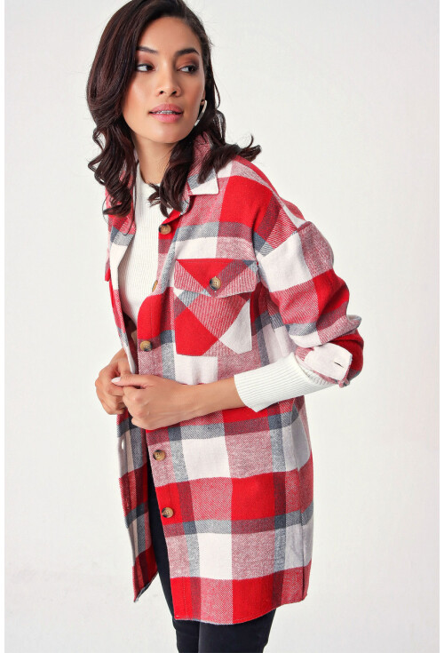 5799 Ekose Desen Oversize Tunik