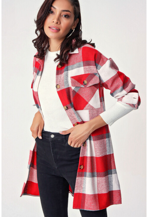5799 Ekose Desen Oversize Tunik