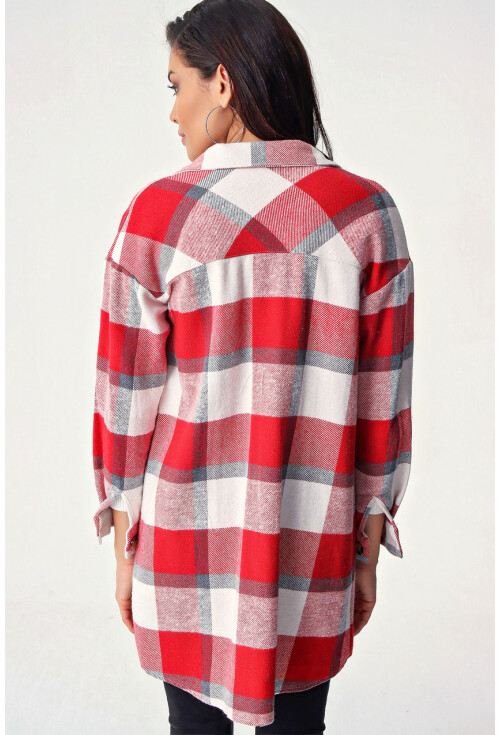 5799 Ekose Desen Oversize Tunik