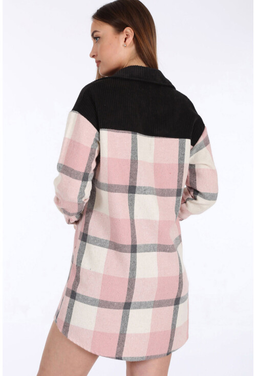 5809 Oversize Ekose Desen Cepli Tunik