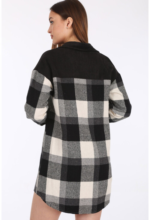 5809 Oversize Ekose Desen Cepli Tunik