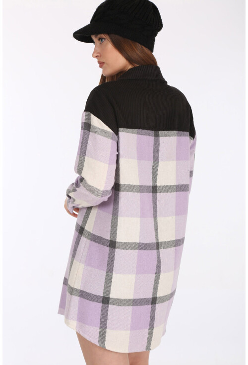 5809 Oversize Ekose Desen Cepli Tunik