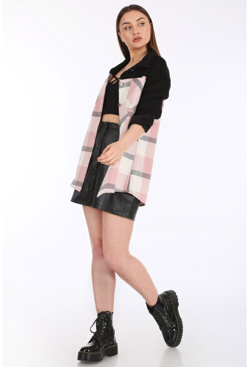 5810 Ekose Desen Oversize Tunik