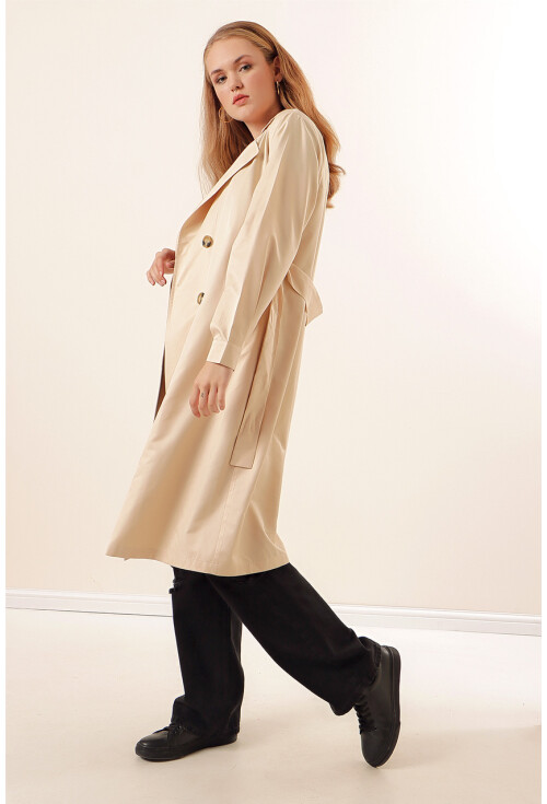 5853 Kruvaze Yaka Trençkot