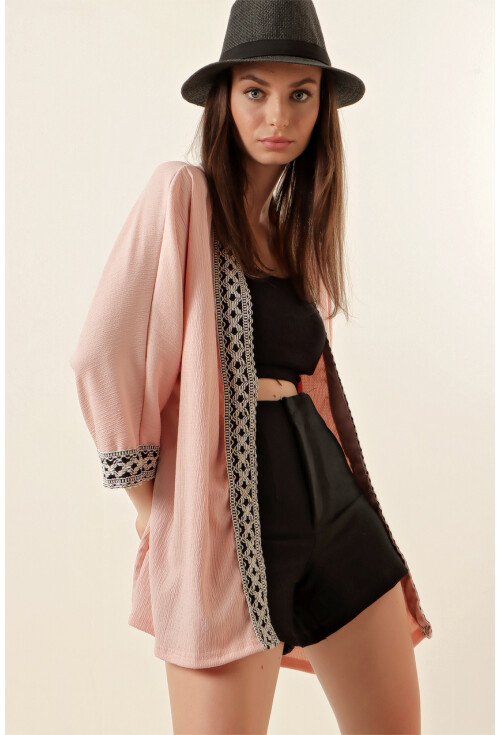 5866 Nakışlı Örme Kimono