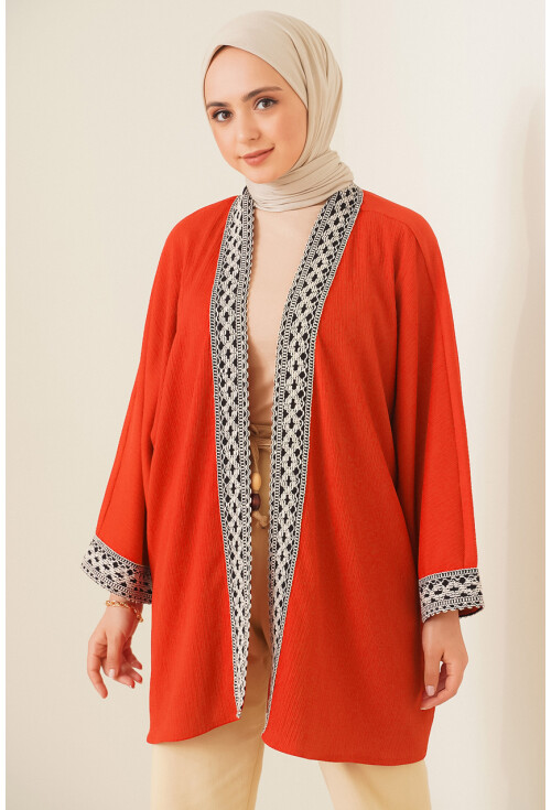 5866 Nakışlı Örme Kimono