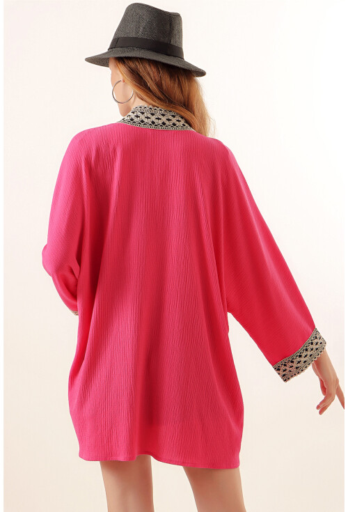 5866 Nakışlı Örme Kimono