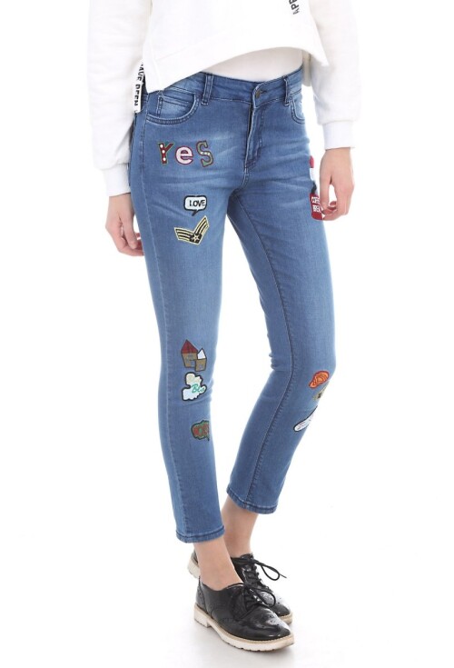 6333 Coffee Baskılı Kot Pantolon