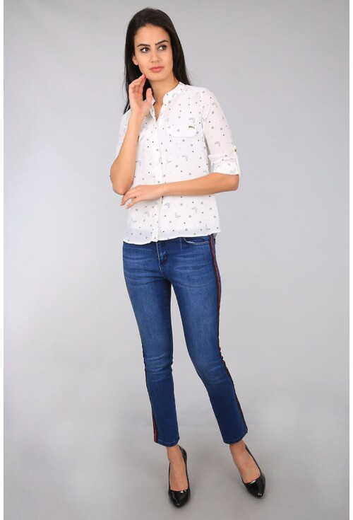 6391 Şerit Detaylı Kot Pantolon