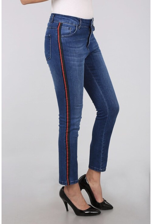 6391 Şerit Detaylı Kot Pantolon