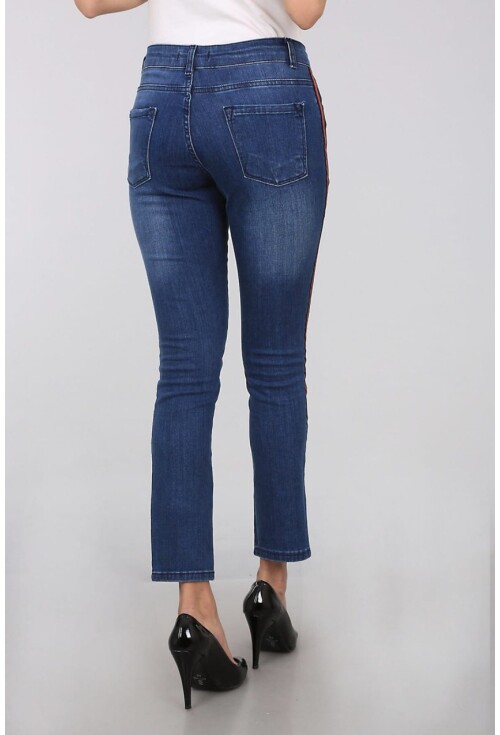 6391 Şerit Detaylı Kot Pantolon