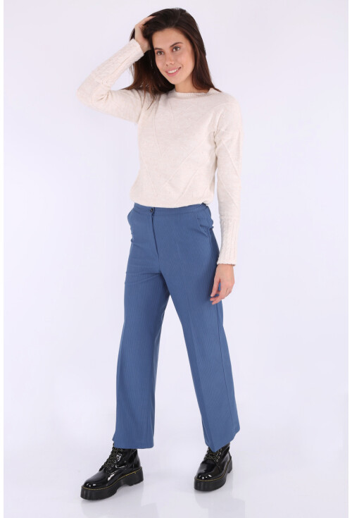 6463 Fitilli Geniş Paça Pantolon