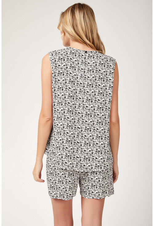 6478 Desenli Viskon Pijama Takımı