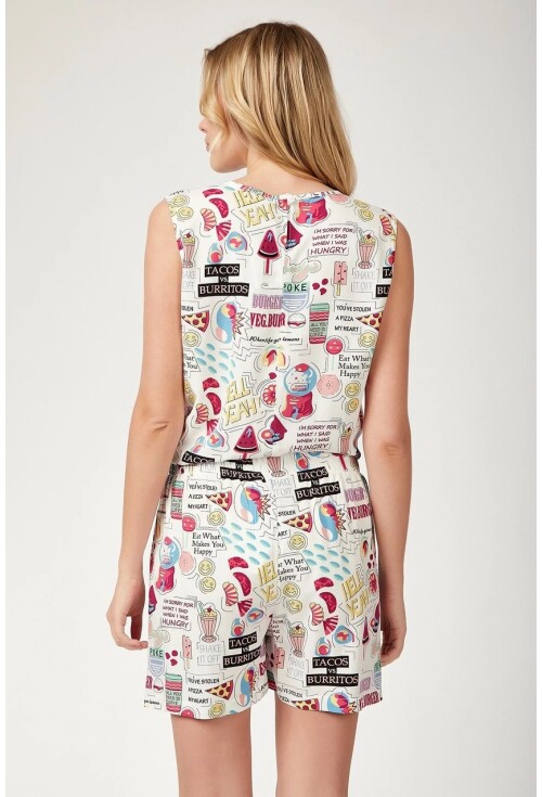 6478 Desenli Viskon Pijama Takımı