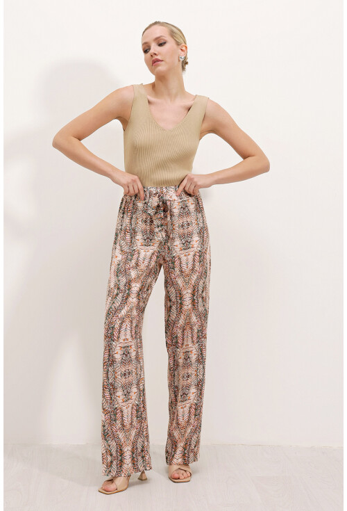 6523 Patterned Wide Leg Pants