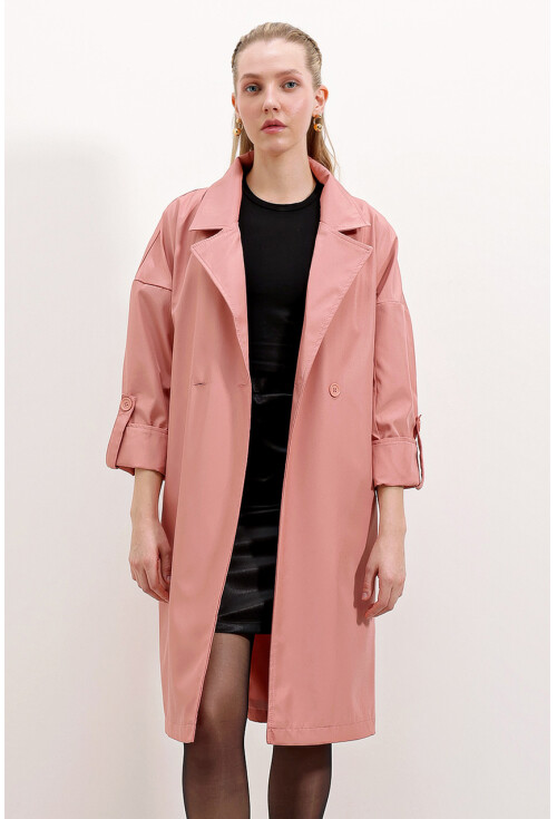 9104 Lined Double-Breasted Trench Coat