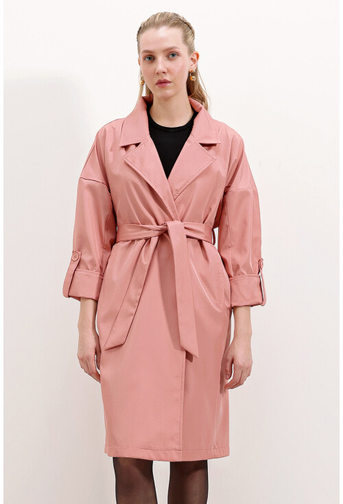 9104 Lined Double-Breasted Trench Coat