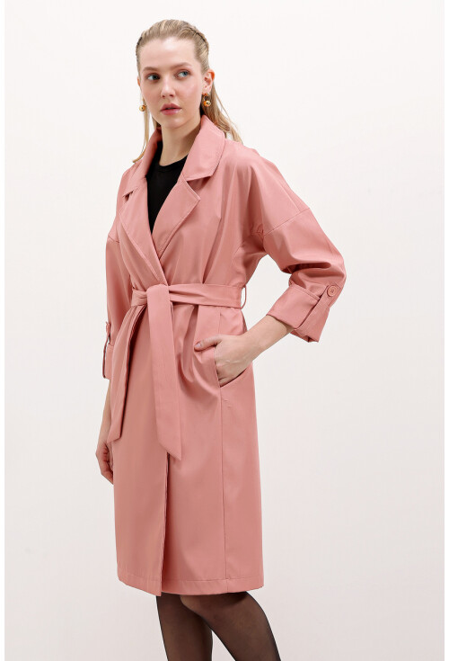 9104 Lined Double-Breasted Trench Coat