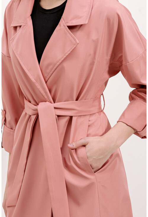 9104 Lined Double-Breasted Trench Coat