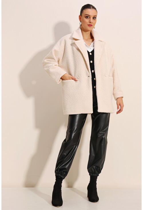 9126 Oversize Geniş Kesim Buklet Kaban