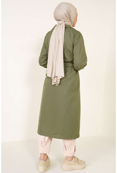 T5853 Double-Breasted Hijab Trench Coat