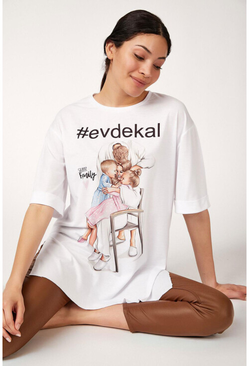 0366 EVDEKAL BASKILI  T-SHİRT