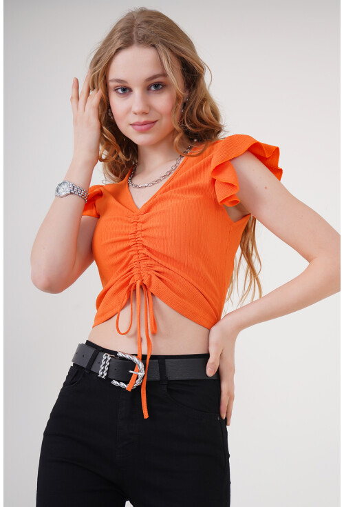 0423 Crop Örme Bluz
