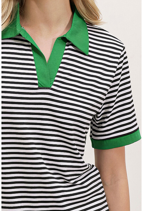 0499 Polo Yaka Çizgili Tişört