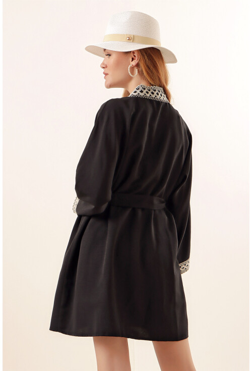 05867 Nakışlı Keten Kimono